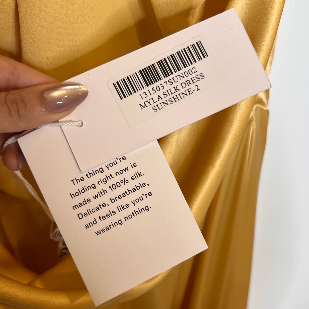 NWT REFORMATION Myla Silk Dress in Sunshine. Size 2 - Picture 14 of 14